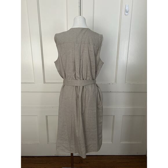 Lafayette 148 Wool Linen Silk Blend Belted Shift Dress Womens Size 16 Tan Career - Picture 2 of 8